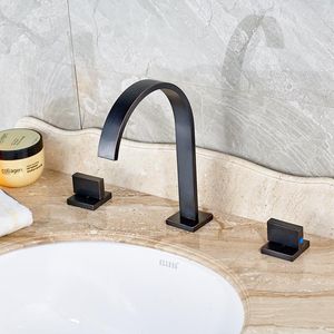 Bathroom Sink Faucets Vidric Design Double Square Handle Basin Faucet Bath Spout Washing Taps Oil Rubbed Bronze Finished