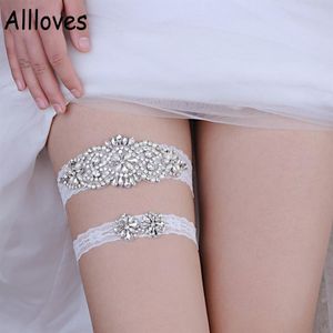 Sparkle Silver Rhinestones Bridal Garters Sexy Lace Women Fith Leg Lear For Barty Wedding Brides Belt Excalities CL04132491