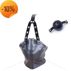 Massage-Fetisch-Bdsm-Bondage-Maske mit hartem Ballknebel, Kopfgeschirr für Erwachsene aus Leder für Sklavenspiele, Flirt, erotische Produkte, Paare, Sexshop