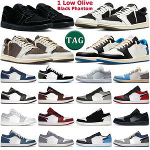 1 low basketball shoes men women 1s Olive Black Phantom Reverse Mocha Fragment Vintage UNC Wolf Grey Concord Bred True Blue mens trainers outdoor sports sneakers