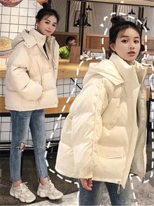 女性のトレンチコートホワイトソリッドカラーウィンタージャケット女性2023韓国ファッションルーズパンジャケットフード付きコットンコート女性Y431