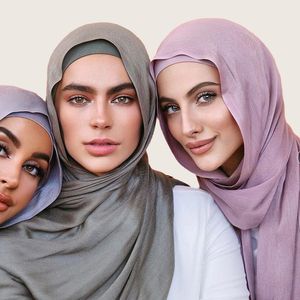 Hijabs Viscose headscarf set color matching hat pure cotton pattern Muslim women's scarf soft shawl rayon double seam edge scarf 230512