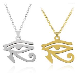 Chains Fashion Ancient Egypt Eye Of Horus Pendants Round Cross Chain Short Long Mens Womens Silver Color Necklace Jewelry Gift