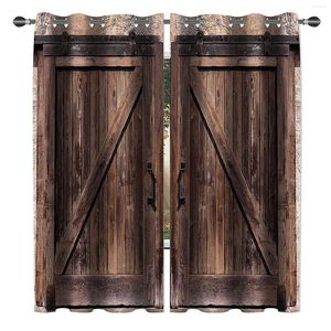 Cortina de cortina de madeira rústica por porta de madeira provérbia de janela de fazenda chuveiro de fazenda 2 painéis