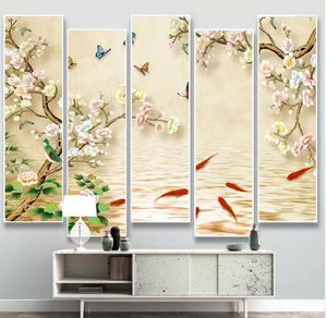 Bakgrundsbilder CJSIR Anpassad PO 3D Bakgrund Peach Blossom Bloom Rich Farterfly Elegant Noble Background Wall Papers Heminredning