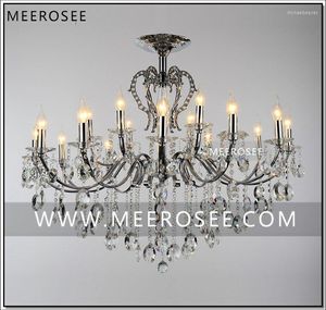 Chandeliers Large18 Arms Vintage Silver Chandelier Crystal Lighting Fixture Lustre Hanging Lamp MD8459 D1080mm H890mm