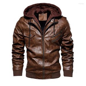 Männer Pelz Faux Herbst Winter Chaqueta Moto Hombre Motorrad Leder Jacke Männer Warme Windjacke Mit Kapuze PU Jacken Oberbekleidung