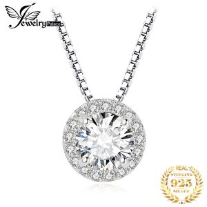 JewelryPalace Moissanite D Color 1ct Round 925 Sterling Silver Halo Collana con ciondolo per donna Nessuna catena Placcato in oro rosa giallo