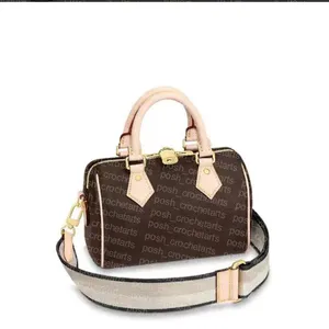 Borsa Boston stile trendy Borse Boston con tracolla larga con finiture in vera pelle da 20 cm per borse da donna