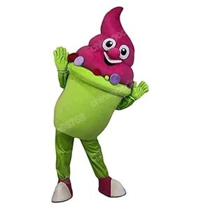 Performance Green Ice Cream Mascot Costume Halloween Chralma Fanche Fanche Party Cartoon Personagem Toço Carnaval Unissex Adultos Roupa