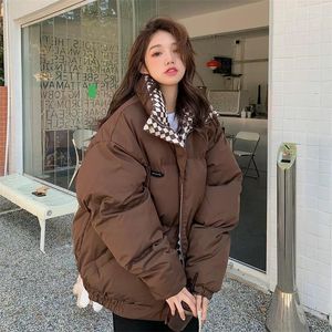 Women's Trench Coats Cotton Padded Clothes For Women Men Fashion In Autumn Winter Of 2023 Checker Color Blocking Thickened Korean Bread