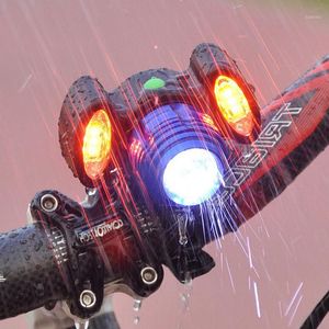 バイクライトUSB充電式LED自転車ヘッドライト3ランプウォータープルーフ360度回転非滑り止めサイクリングアクセス