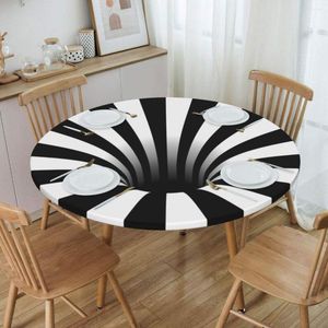 Table Cloth Round Fitted Abstract Black Hole Oilproof Tablecloth 45"-50" Cover Backed With Elastic Edge