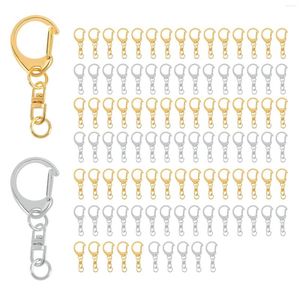 Bolsas de jóias 100 peças D Hook Keychain Hardware com anéis de salto Metal Split Key Ring Chain para charme de artesanato DIY