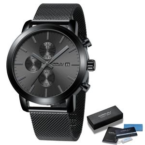 腕時計の腕時計Quartz Date Crrju Black Fashion Sports Watch