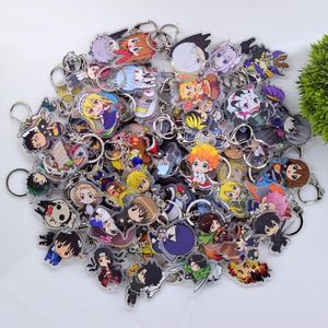 Keychains 100pcs/Lot Hundreds Of Styles Acrylic Keychain Anime Keyring High Quality Chibi Pendant Key Chain Accessories Miri22