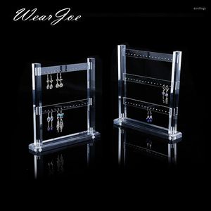 Bolsas de joalheria Top acrílico Perspex Drop Brincos longos Display Stand Organizer Rack Ear Stud Apresentando uma vitrine destacável