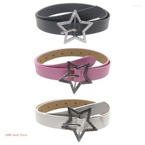 Cintos pu cinturam-se Jean Waistband Y2K Sparkling Star-Buckle para meninas