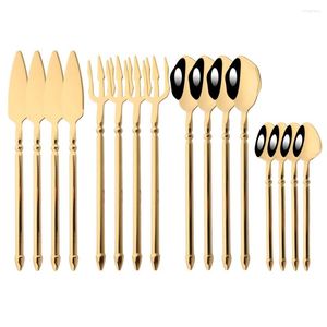 Set di stoviglie Set di stoviglie di lusso Posate in acciaio inossidabile 304 Cucina dorata 16 pezzi Specchio Cena Coltello da bistecca Forchetta Cucchiaio Posate