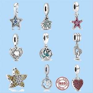 925 charm beads accessories fit pandora charms jewelry Women Beads High Quality Jewelry Gift Wholesale Starfish Shell Dazzling Heart Dangle