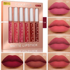 Läppglans 6st/box matt flytande läppstift vattentät långvarig lipgloss naken sammet kit makeup set smink kosmetika stick