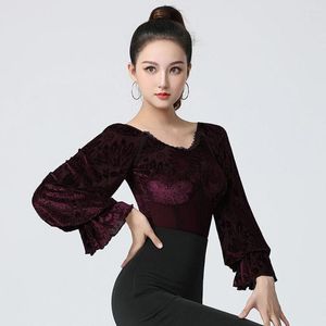 Stage Wear Lotus Long Sleeve Flower Design Female Latin Dance Bodysuit For Women Dress Competition Ballroom Dancing Costume NY23 ZY77