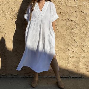 Indumenti da notte da donna Abito da notte Coprispalle da spiaggia Per costumi da bagno Caftani solidi Rughe Rayon Maxi abiti bohémien Costumi da bagno Abbigliamento per la casa