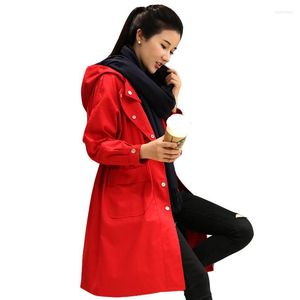 Women's Trench Coats 2023 Autumn Woman Hooded Coat Single Breasted Waterproof Raincoat Business Outerwear Loose Lace Up Windbreaker Female