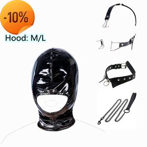 Massage Sexy Bright Leather Latex Bondage Hood Mask of Adult Games Fetish Bdsm Erotic Accessories for Couples Sex Games Blindfold Flirt