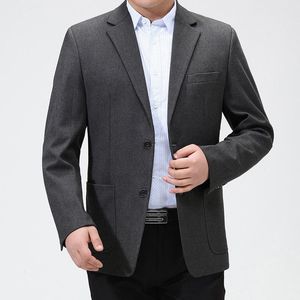 Herrdräkter blazrar grå mörkgrön kaffe blazer män avslappnad skakad krage enbröd jacka kostym manlig daglig fritid outfits hösten