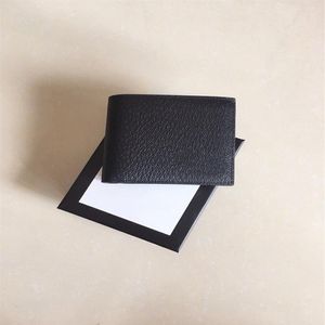 Kvalitet svart äkta läder med dubbel bokstav guld hårdvara kort herr plånbok med låda lyxiga designers plånbok kvinnor wa219p