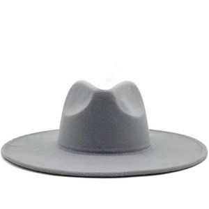 Klasyczny szeroki brzeg fedora czapka czarna biała wełna kapelusze mężczyźni kobiety miażdżone zimowy kapelusz ślub Jazz Hats2531