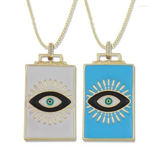 Chains Exquisite Demon Eye Necklace For Couple Jewelry Rectangle Greek Big Pendant Collar Accessories Colorful Enamel Handmade Ankh