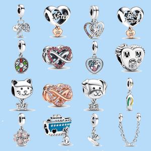 925 sterling silver charms for pandora jewelry beads DIY Pendant women Bracelets beads Jewelry For Sombrero Pendant Linked Heart Safety