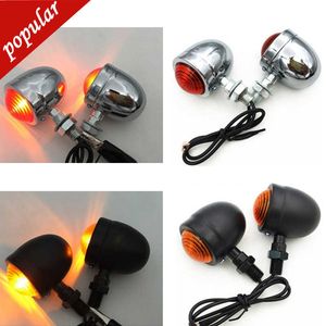 Nuovo 2 pezzi indicatore di direzione per moto universale indicatore luminoso ambra proiettile lampeggiante per moto faro indicatore luminoso 12V nero argento