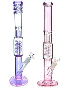 Vintage PREMIUM Twist Glass Bong Water Narghilè Pipe PINK PURPLE 14inch Original Glass Factory Made può mettere il logo del cliente da DHL UPS CNE