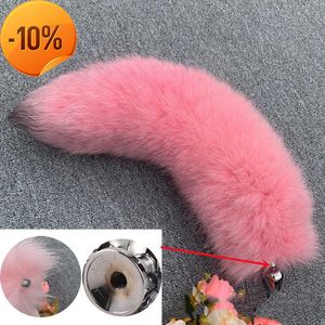 New Massage Solid Color Long Imitation Fox Hair Metal Anal Plug for Couple Flirt Sexy Toy Faux Fox Tail Design Cosplay Supply Butt Sexy Toys