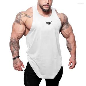 Men's Tank Tops Gym T-shirt Man Stringer Fitness Bodybuilding Casual Fashion Print Vests Summer Breathable Loose Cotton Singlets