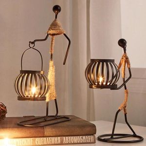 Candle Holders Holder Iron Retro Candlestick Candlelight Bracket Home Dining Restaurant Festival Living Room Centerpieces