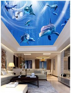 壁紙3D PO壁紙カスタム天井の壁画地中海の水中世界ドルフィンゼニスの装飾