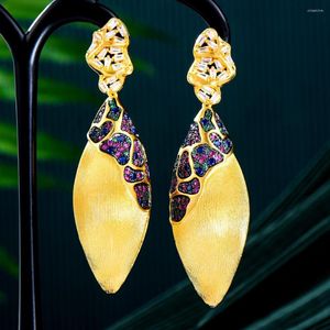 Dingle örhängen Godki Spring Luxury Clouds Flower Collection Earring For Women Weddal Bridal Full Micro Cubic Zircon Jewelry