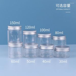 Storage Bottles 150ml Aluminum Round Canister Jars With Lids Empty Plastic Cosmetic Food Travel Bottle Pot