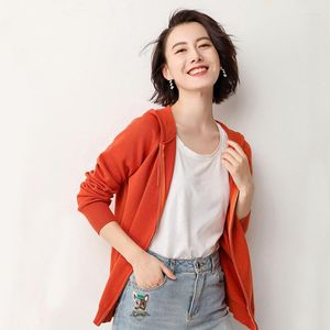 Kvinnors stickor Spring Autumn Women Sticked Cardigans Casual Loose Hooded Tröja Cardigan Jacket Kvinnlig långärmad kappa toppar plus storlek