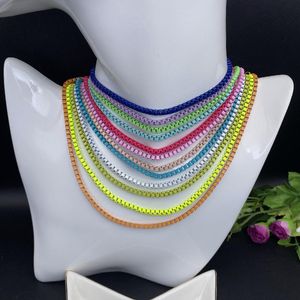 Chains Brass Colorful Enamel Paper Clip Chain Necklace Choker Jewelry Women Neck Necklaces For Girl Wholesale Supplier