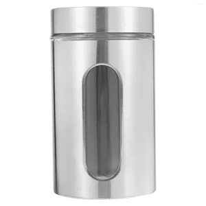 Storage Bottles Glass Jars Lids Stainless Steel Tea Sugar Tin Leaf Canister Set