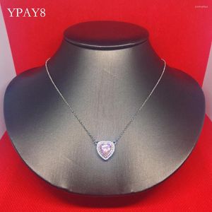 Chains Fashion 925 Sterling Silver Ladies Brand Purple Top Quality For Women Heart Shape Party Details Necklace Jewelry