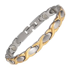 Pulseiras de ligação (wollet) ímã de aço inoxidável pulseira de aço masculino homens homens banhados a ouro Cadeia de energia de cura de saúde