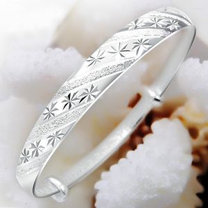 Bangle Streetwear Silver Color Oryginalne gwiazdy Snowflake Star Bangles for Women Fashion Bracelets Party Wedding Jewelry Prezent Kent22