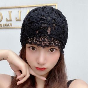 Beanies Beanie/Skull Caps Hollow Hook Flower Baotou Hat Korean version av Wild Sunscreen Sun Net Red Section Spring Thin Summer Wild1