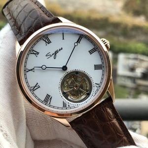 ساعة Wristwatches Tourbillon Watch Movement Seagull ST8230 للرجال العلامة التجارية الفاخرة غير الرسمية Sugess sapphire مينا مينا رومانية رومانية